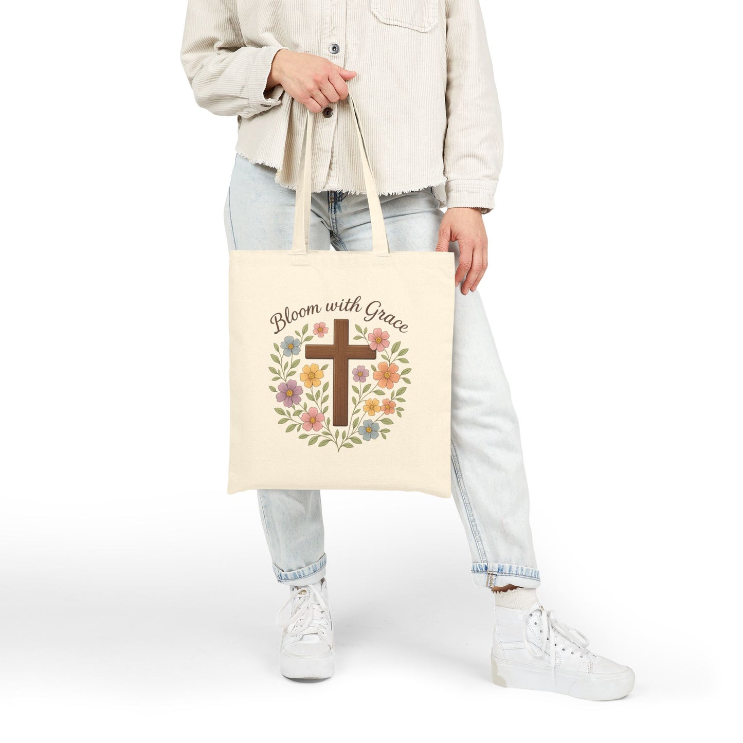 Floral Cross Tote Bag
