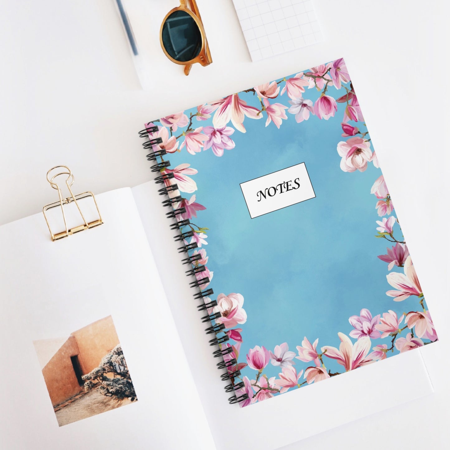 Magnolia Floral Spiral Notebook – 6x8 Ruled Journal
