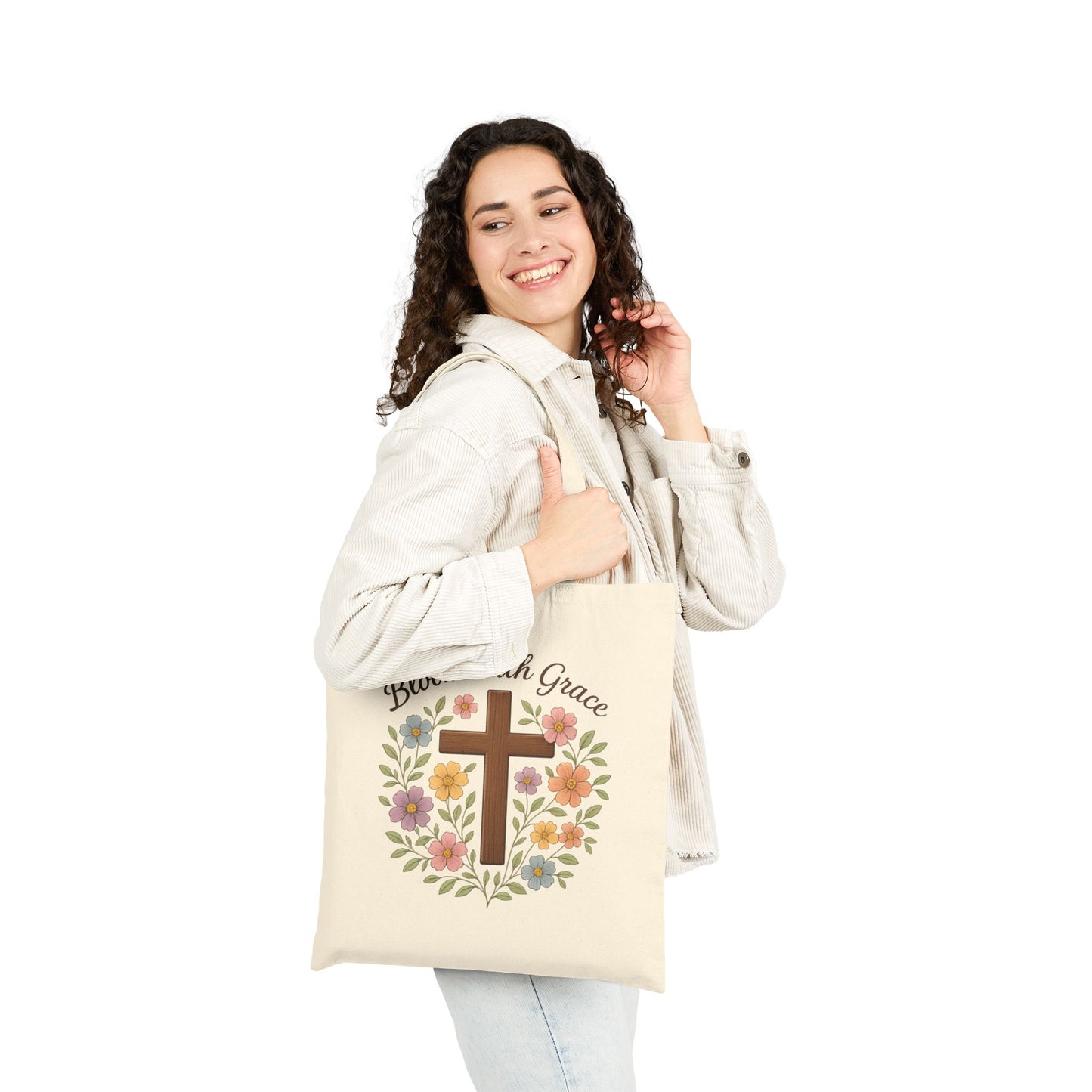 Floral Cross Tote Bag