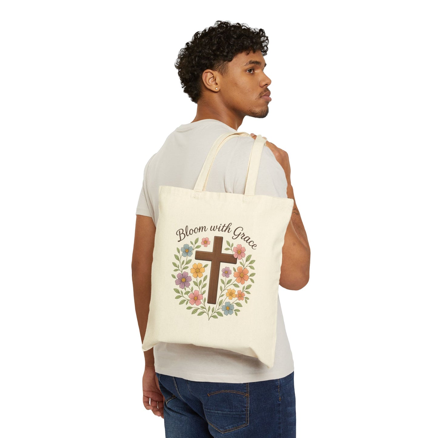 Floral Cross Tote Bag